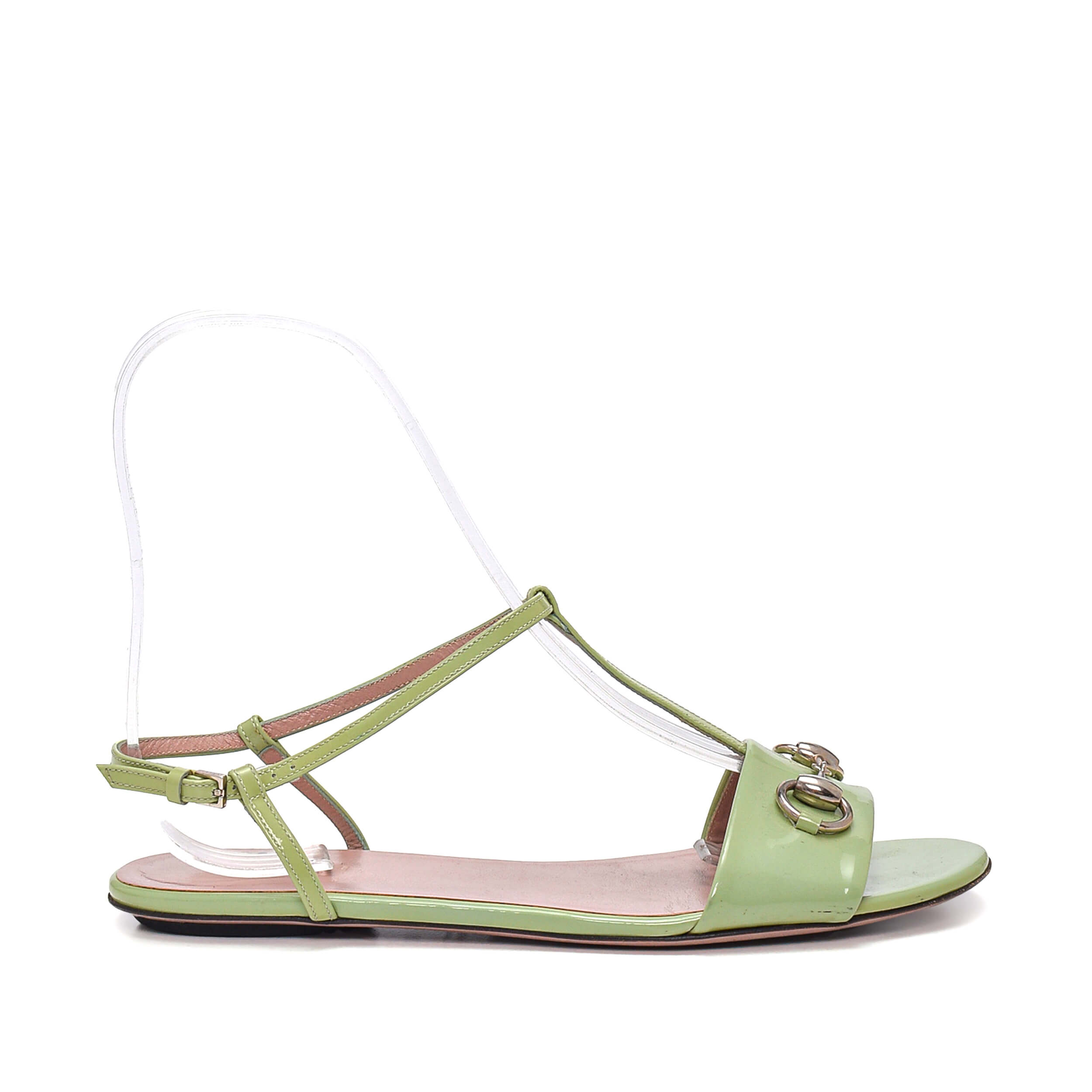 Gucci - Green Leather Horsebit Sandals